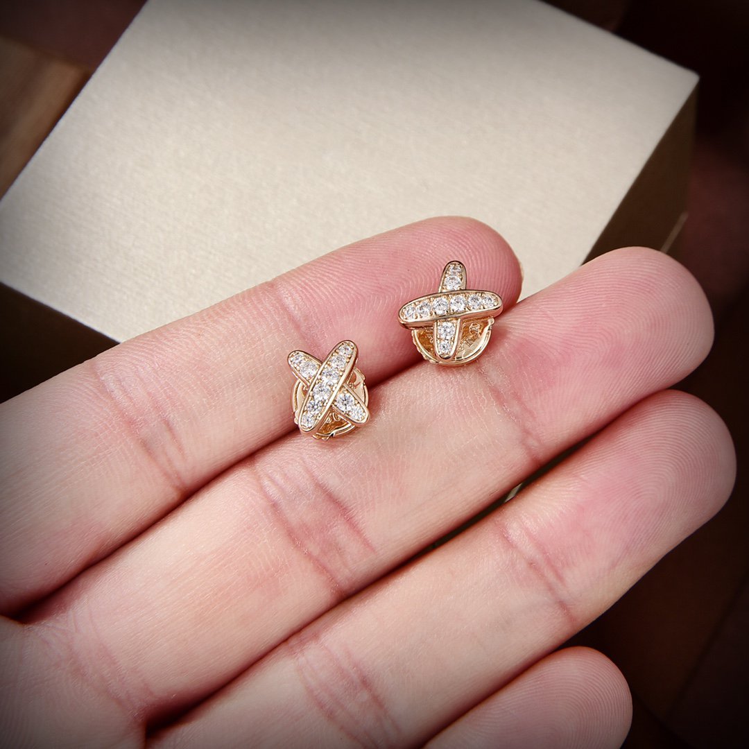 [⭐Mova]JEUX DE GOLD DIAMOND EARRINGS