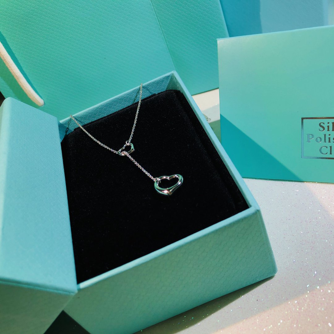 [⭐Mova Jewels]OPEN HEART LARIAT NECKLACE SILVER