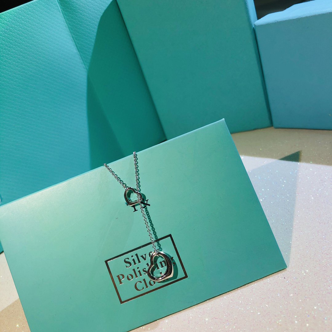 [⭐Mova Jewels]OPEN HEART LARIAT NECKLACE SILVER