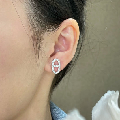 [⭐Mova]HM FULL DIAMOND PIG NOSE STUD EARRINGS