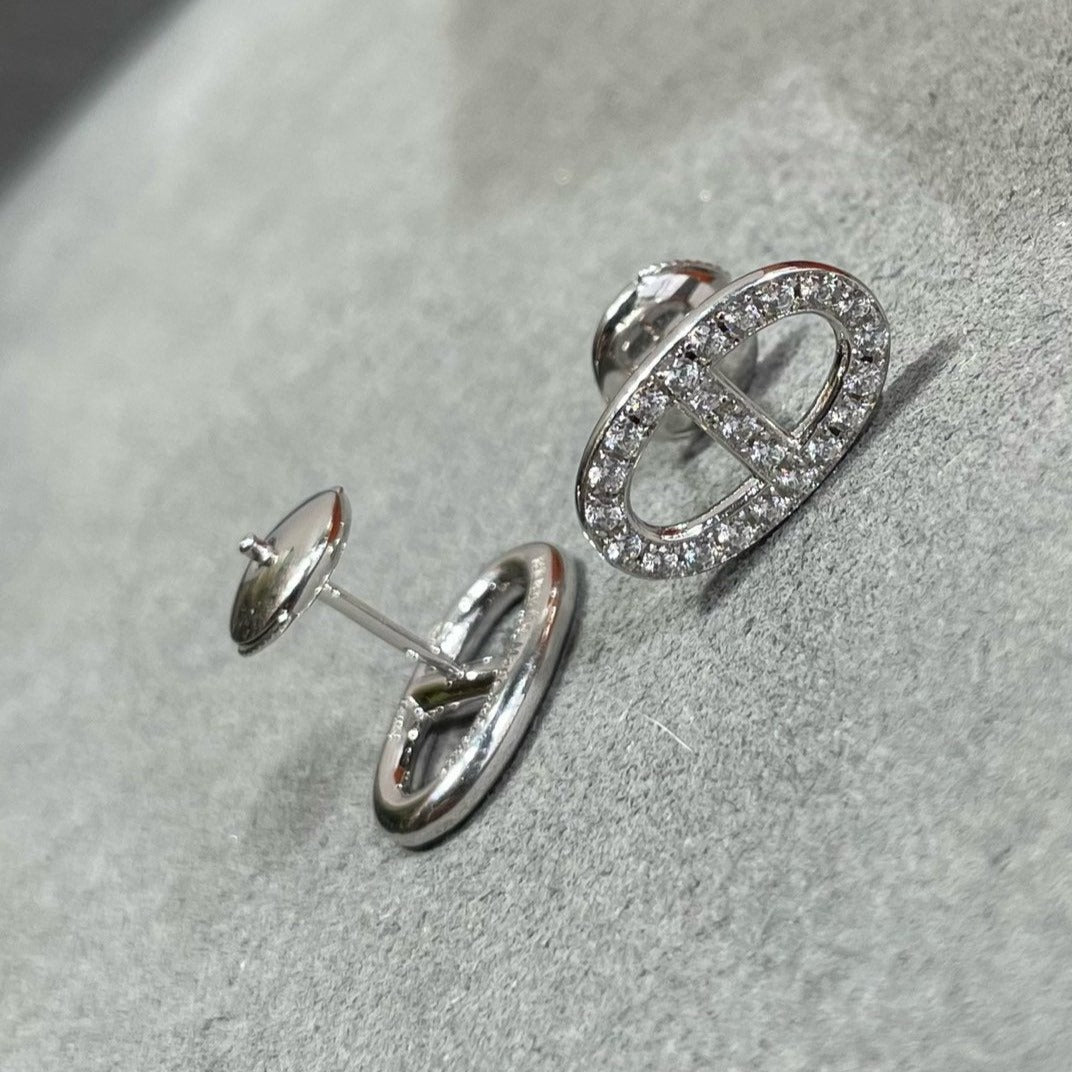 [⭐Mova]HM FULL DIAMOND PIG NOSE STUD EARRINGS