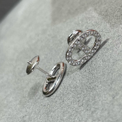 [⭐Mova]HM FULL DIAMOND PIG NOSE STUD EARRINGS