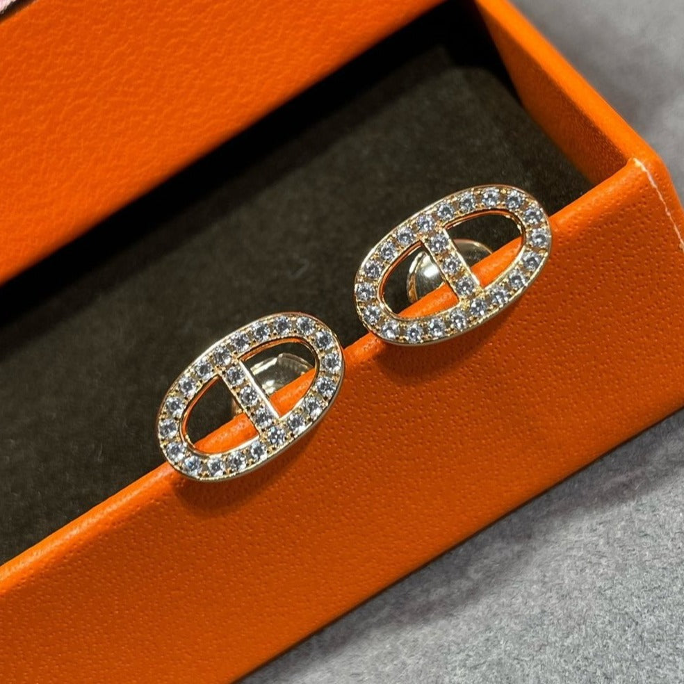 [⭐Mova]HM FULL DIAMOND PIG NOSE STUD EARRINGS