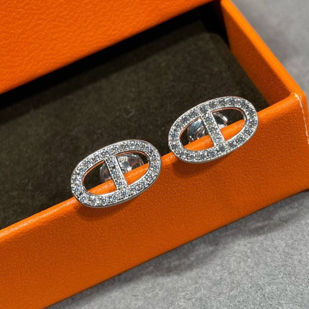 [⭐Mova]HM FULL DIAMOND PIG NOSE STUD EARRINGS