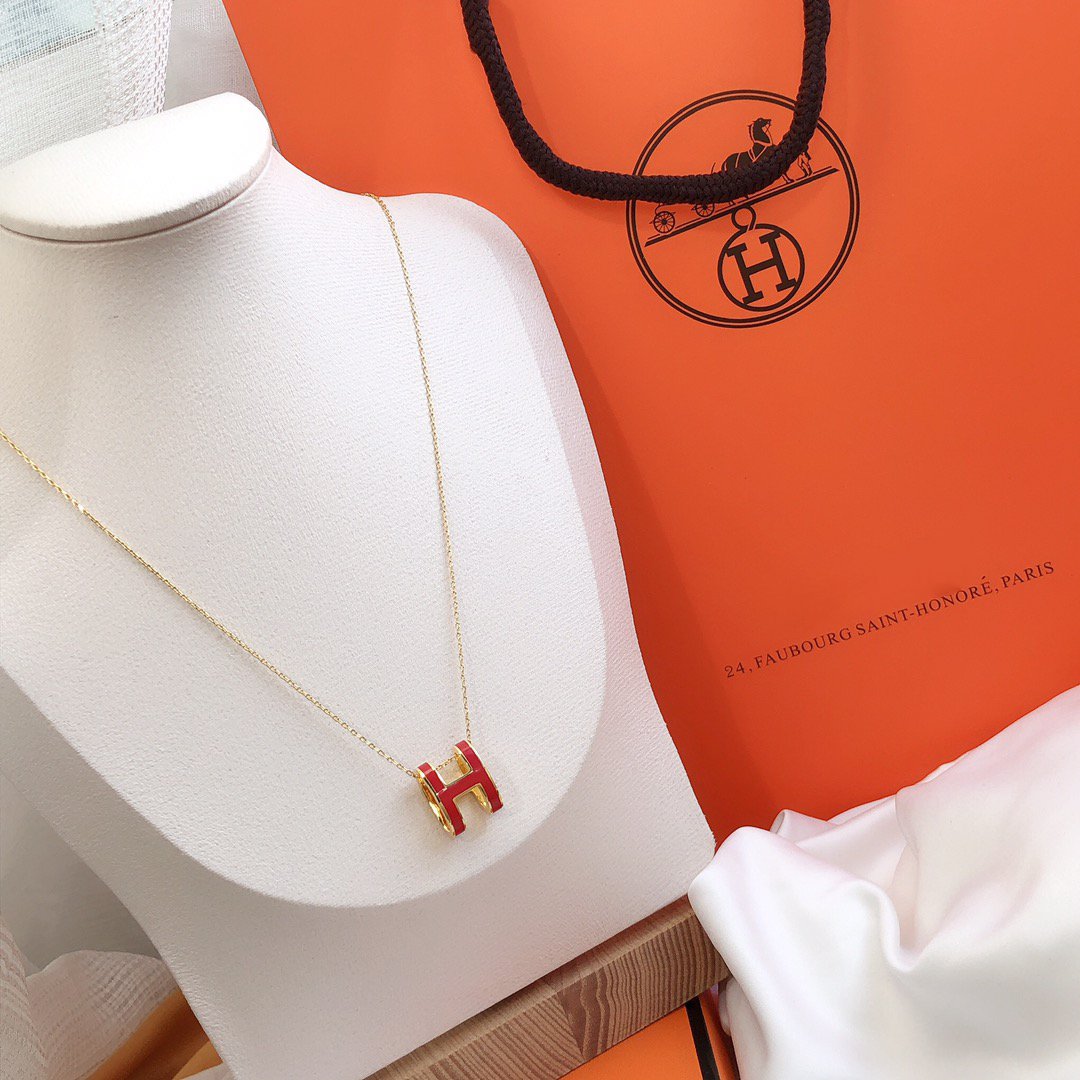 [⭐Mova]HM CLIC RED ENAMEL GOLD NECKLACE
