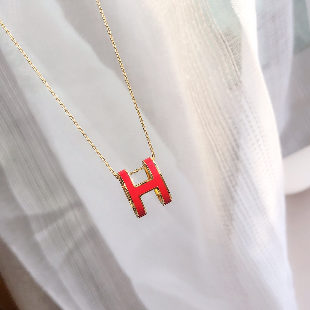 [⭐Mova]HM CLIC RED ENAMEL GOLD NECKLACE