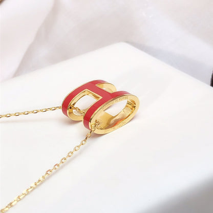 [⭐Mova]HM CLIC RED ENAMEL GOLD NECKLACE