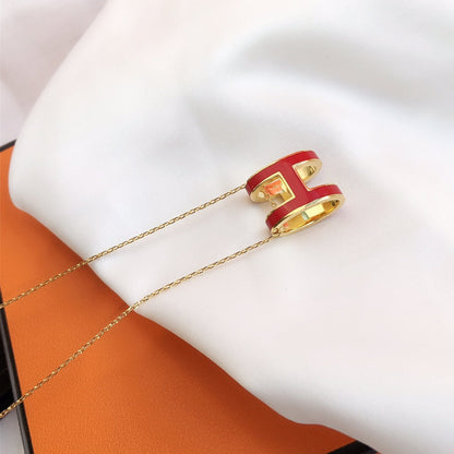 [⭐Mova]HM CLIC RED ENAMEL GOLD NECKLACE
