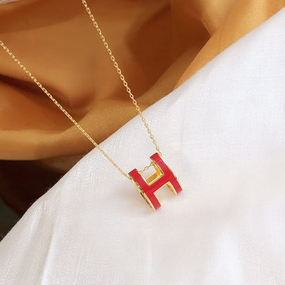 [⭐Mova]HM CLIC RED ENAMEL GOLD NECKLACE