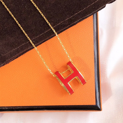 [⭐Mova]HM CLIC RED ENAMEL GOLD NECKLACE