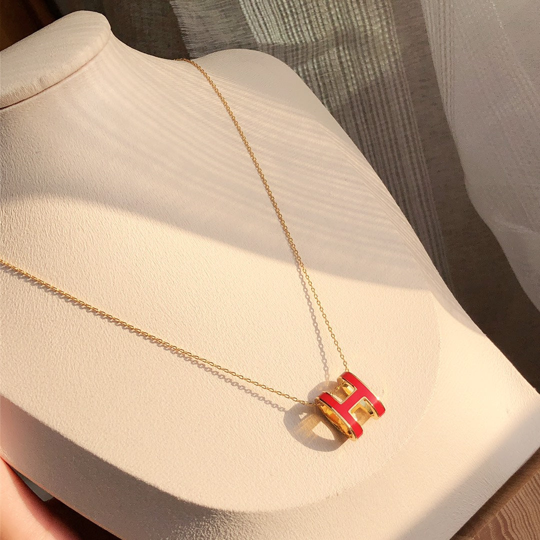 [⭐Mova]HM CLIC RED ENAMEL GOLD NECKLACE