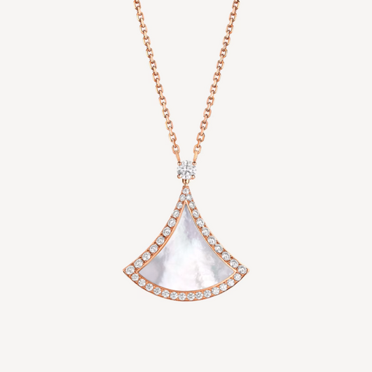 [⭐Mova]DREAM MOP DIAMOND PAVED PINK GOLD NECKLACE