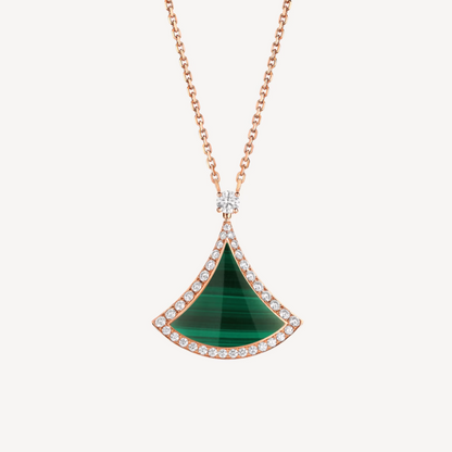 [⭐Mova]DREAM MALACHITE DIAMOND PAVED PINK GOLD NECKLACE