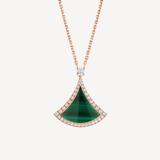 [⭐Mova]DREAM MALACHITE DIAMOND PAVED PINK GOLD NECKLACE
