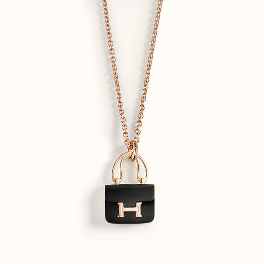 [⭐Mova]CONSTANCE BLACK PEDANT PINK GOLD NECKLACE