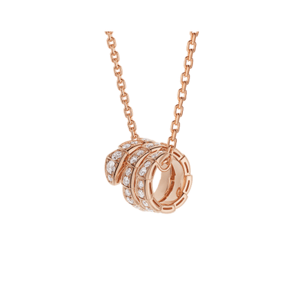 [⭐Mova]SERPENTI PINK GOLD NECKLACE DOUBLE RING DIAMOND