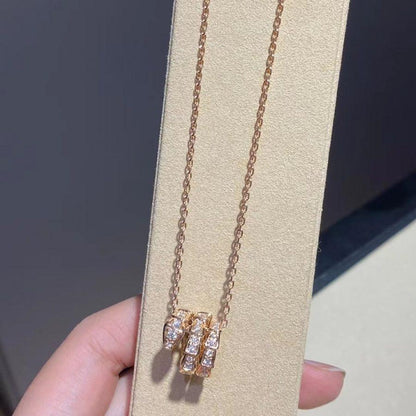 [⭐Mova]SERPENTI PINK GOLD NECKLACE DOUBLE RING DIAMOND