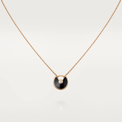 [⭐Mova]AMULETTE ROSE GOLD ONYX NECKLACE