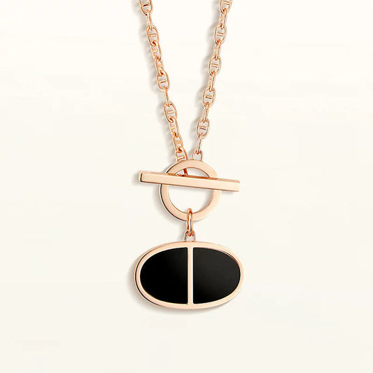 [⭐Mova]CHAINE VERSO BLACK CERAMIC NECKLACE