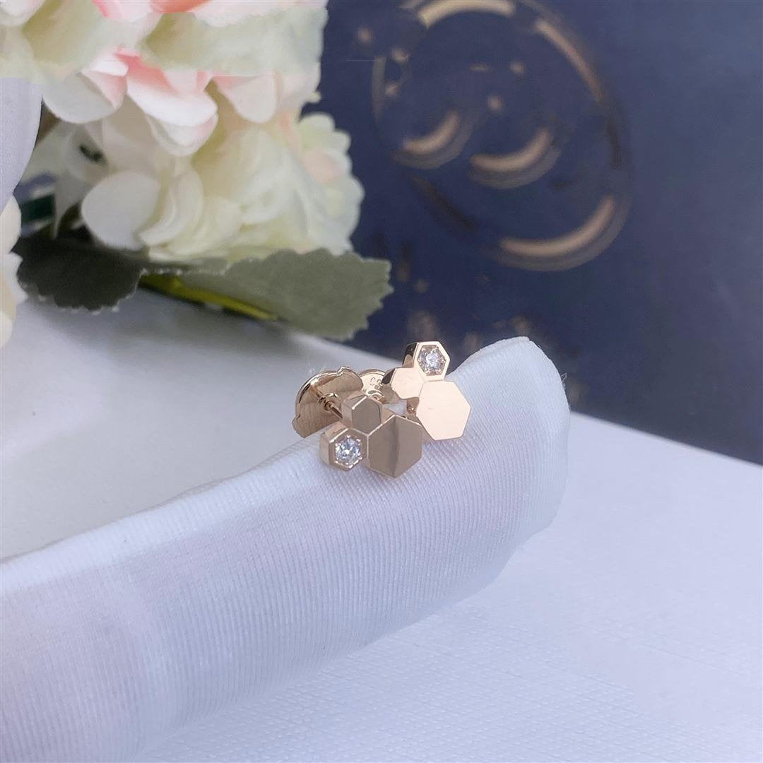 [⭐Mova]BEE LOVE PINK GOLD DIAMOND EARRINGS