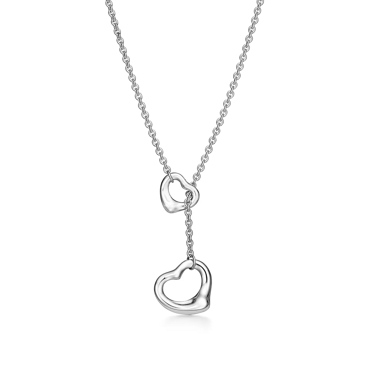 [⭐Mova Jewels]OPEN HEART LARIAT NECKLACE SILVER