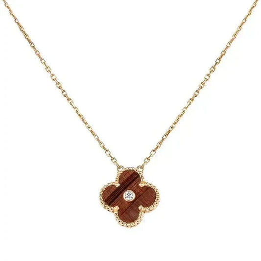 [⭐Mova]CLOVER 15MM DIAMOND AND YELLOW TIGER'S EYE AGATE necklace