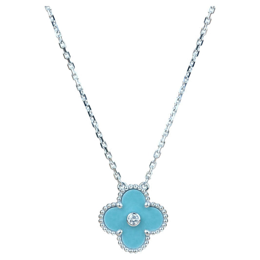 [⭐Mova]CLOVER 15MM DIAMOND SVRES PORCELAIN  NECKLACE SILVER