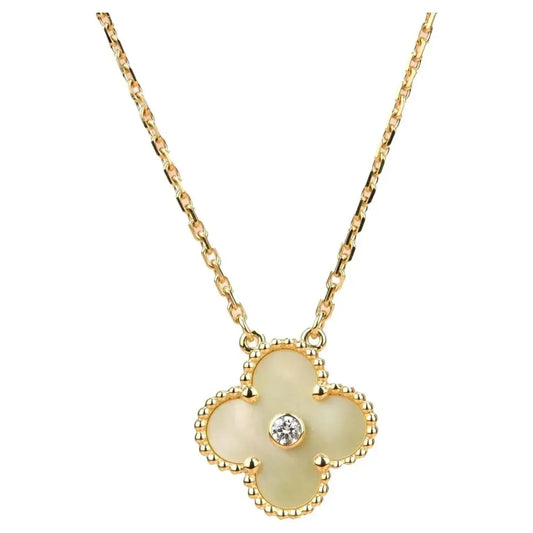 [⭐Mova]CLOVER 15MM DIAMOND GOLD MOTHER OF PEARL NECKLACE