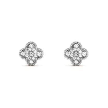 [⭐Mova]CLOVER 1 MOTIFS DIAMOND STUD EARRINGS SILVER