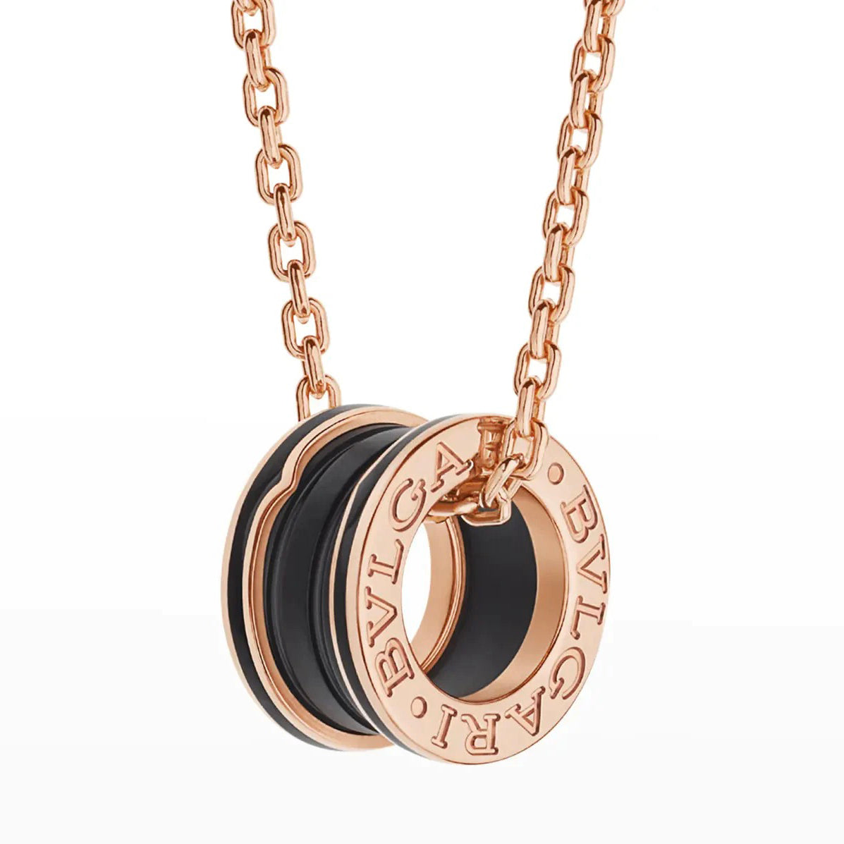 [⭐Mova]ZERO 1 BLACK CERAMIC PINK GOLD NECKLACE