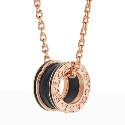 [⭐Mova]ZERO 1 BLACK CERAMIC PINK GOLD NECKLACE