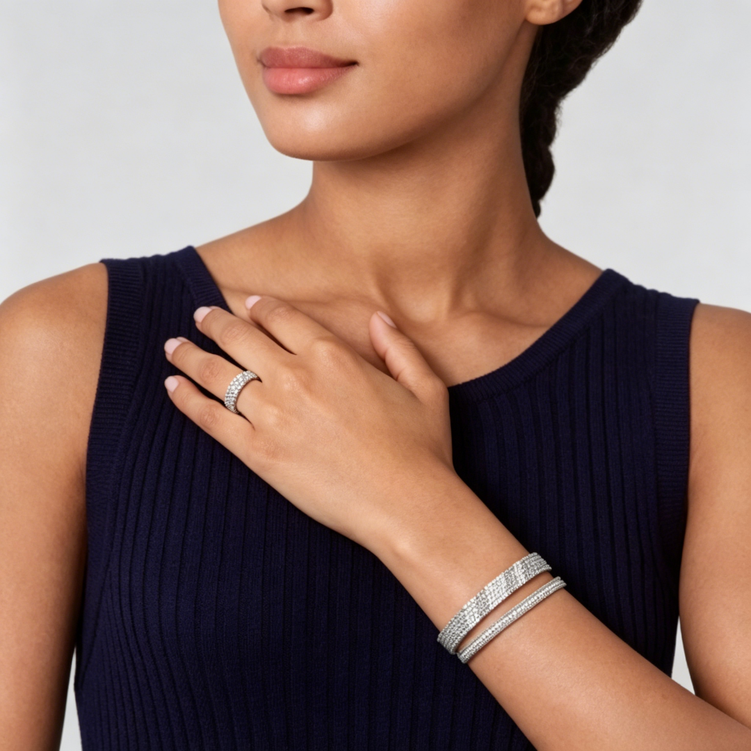 [⭐Mova] THREE-ROW DIAMOND RING