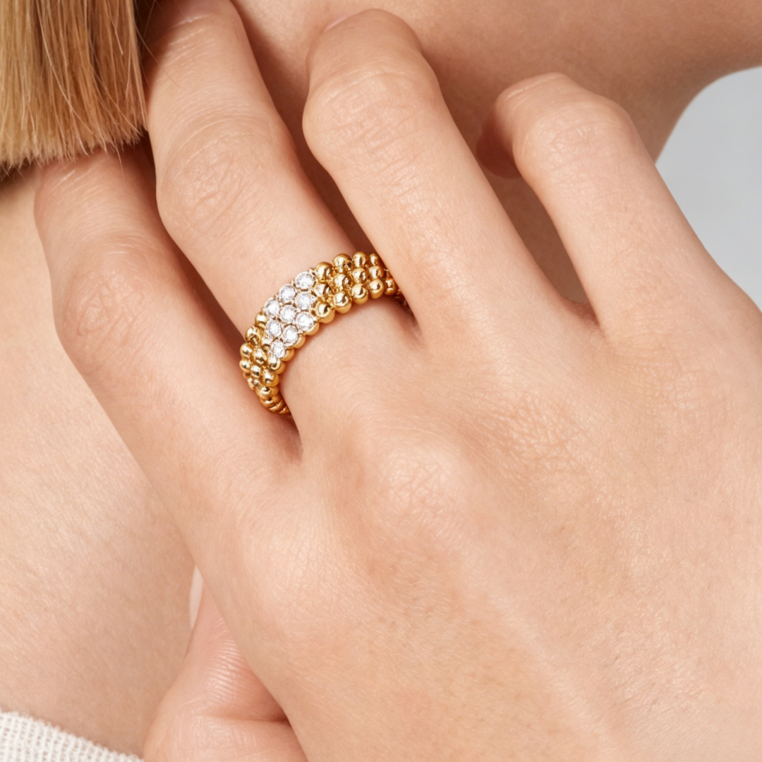 [⭐Mova] THREE-ROW DIAMOND RING