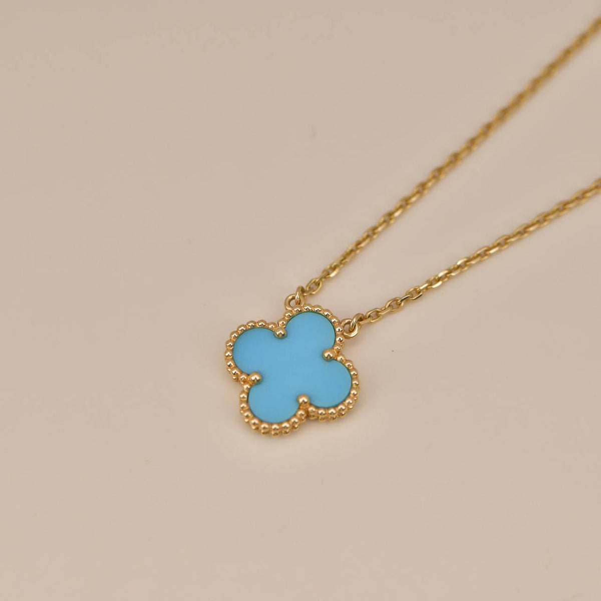 [⭐Mova]CLOVER 15MM VINTAGE TURQUOISE NECKLACE