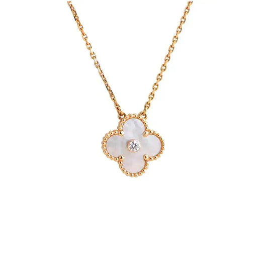 [⭐Mova]CLOVER 15MM DIAMOND WHITE FRITILLARIA NECKLACE