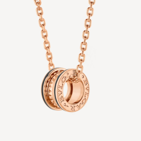 [⭐Mova]ZERO 1 ROCK PEDANT PINK GOLD BLACK NECKLACE