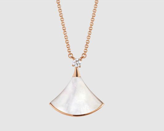 [⭐Mova]DREAM NECKLACE WHITE MOP PINK GOLD 1 DIAMOND
