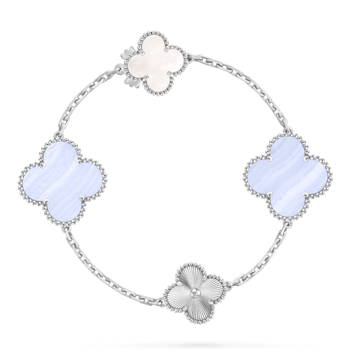 [⭐Mova]DETACHABLE CLOVER 15(11+4) FLOWER SILVER NECKLACE SET