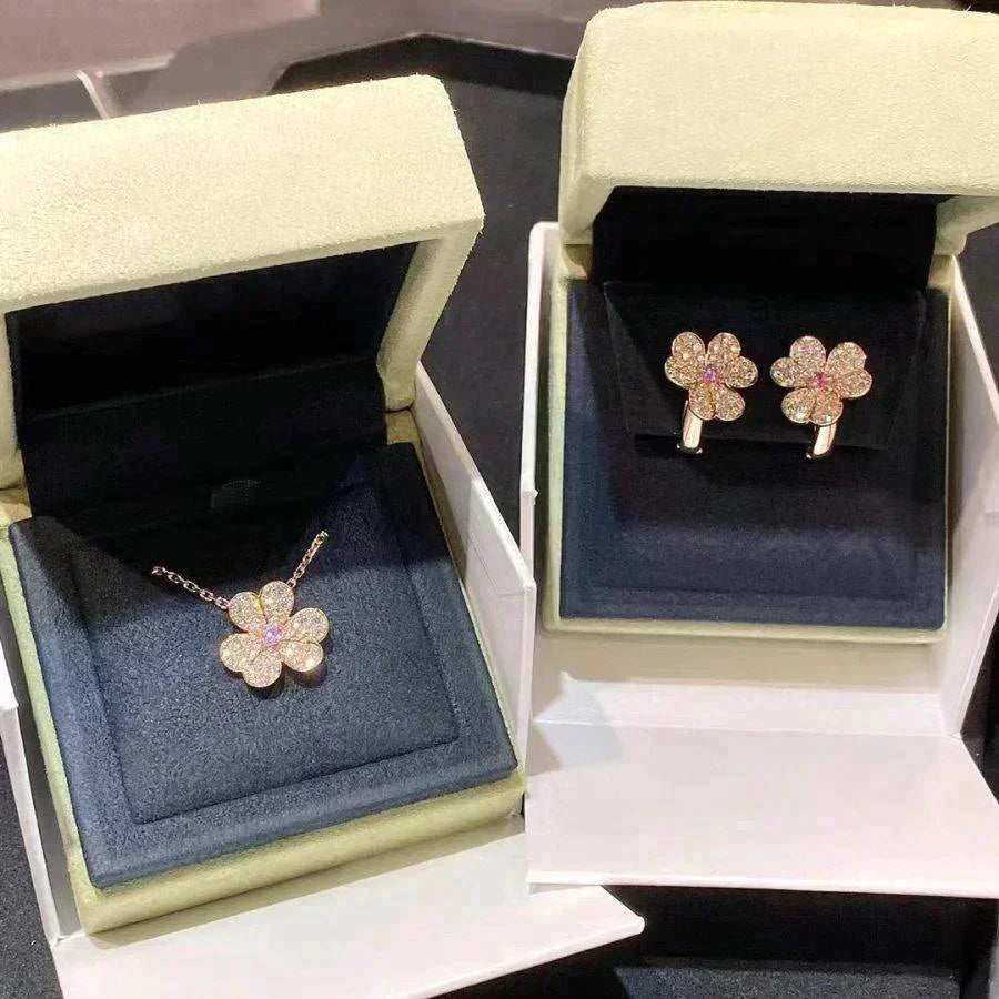 [⭐Mova]FRIVOLE ROSE GOLD FLOWER DIAMOND NECKLACE