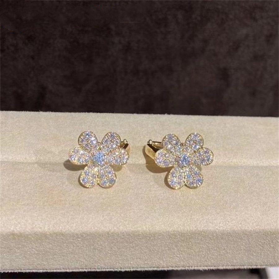 [⭐Mova]FRIVOLE GOLD FLOWER DIAMOND EARRINGS