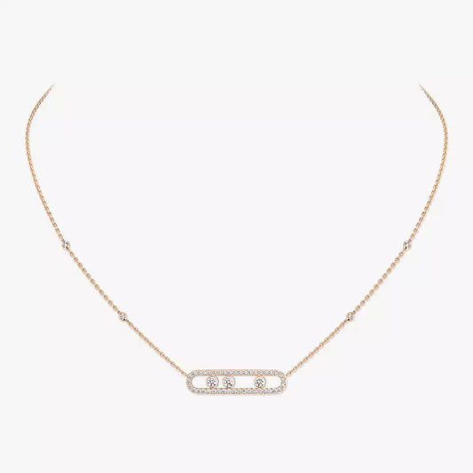 [⭐Mova] Move Pave_ Rose Gold Diamond Necklace